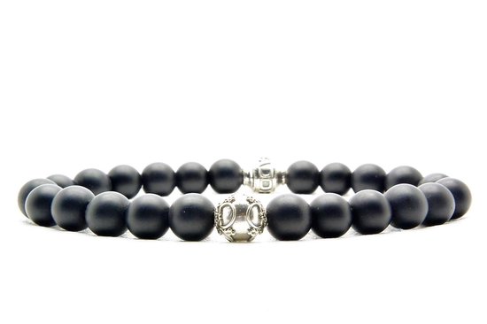 Beaddhism - Armband - Matt Black - 925 Zilver - Eva - 8 mm - 18 cm