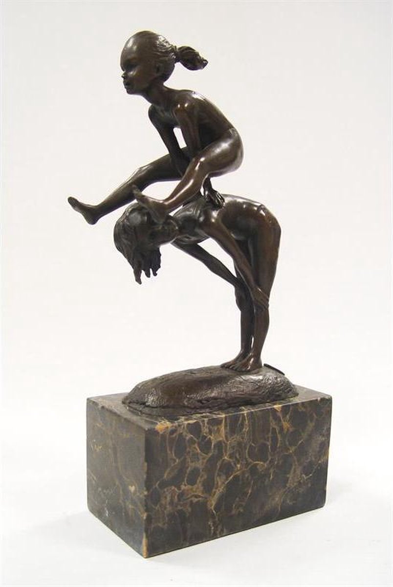 krab timer Rouwen Haasje over - Bronzen beeld - Spelende kinderen - 28,8 cm hoog | bol.com
