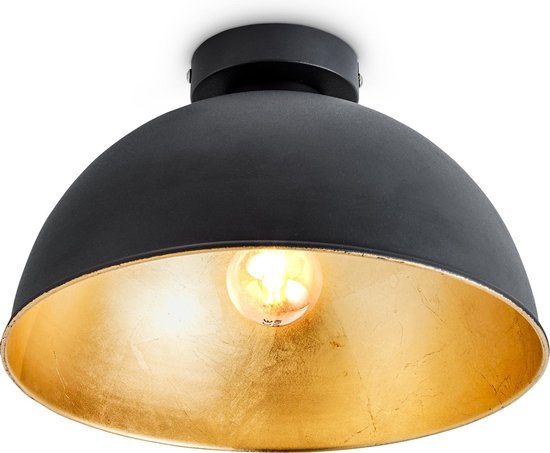 Zo snel als een flits sympathie Liever B.K.Licht - Zwart Gouden Plafondlamp - decoratiev - 1 lichts - met E27  fitting - vor... | bol.com