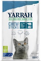Yarrah Bio kauwstaafjes - Vis, Zeewier & Spirulina - Kattensnack - 15 g