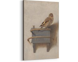 Het puttertje - Canvas 20x30 cm inclusief frame en ophangbeugel – Van Carel Fabritius, Een van de: Oude meesters uit het: Mauritshuis – Canvas schilderijen – Vogel schilderij