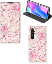 Magnet Case Xiaomi Mi Note 10 Lite Telefoon Hoesje Roze Bloemen