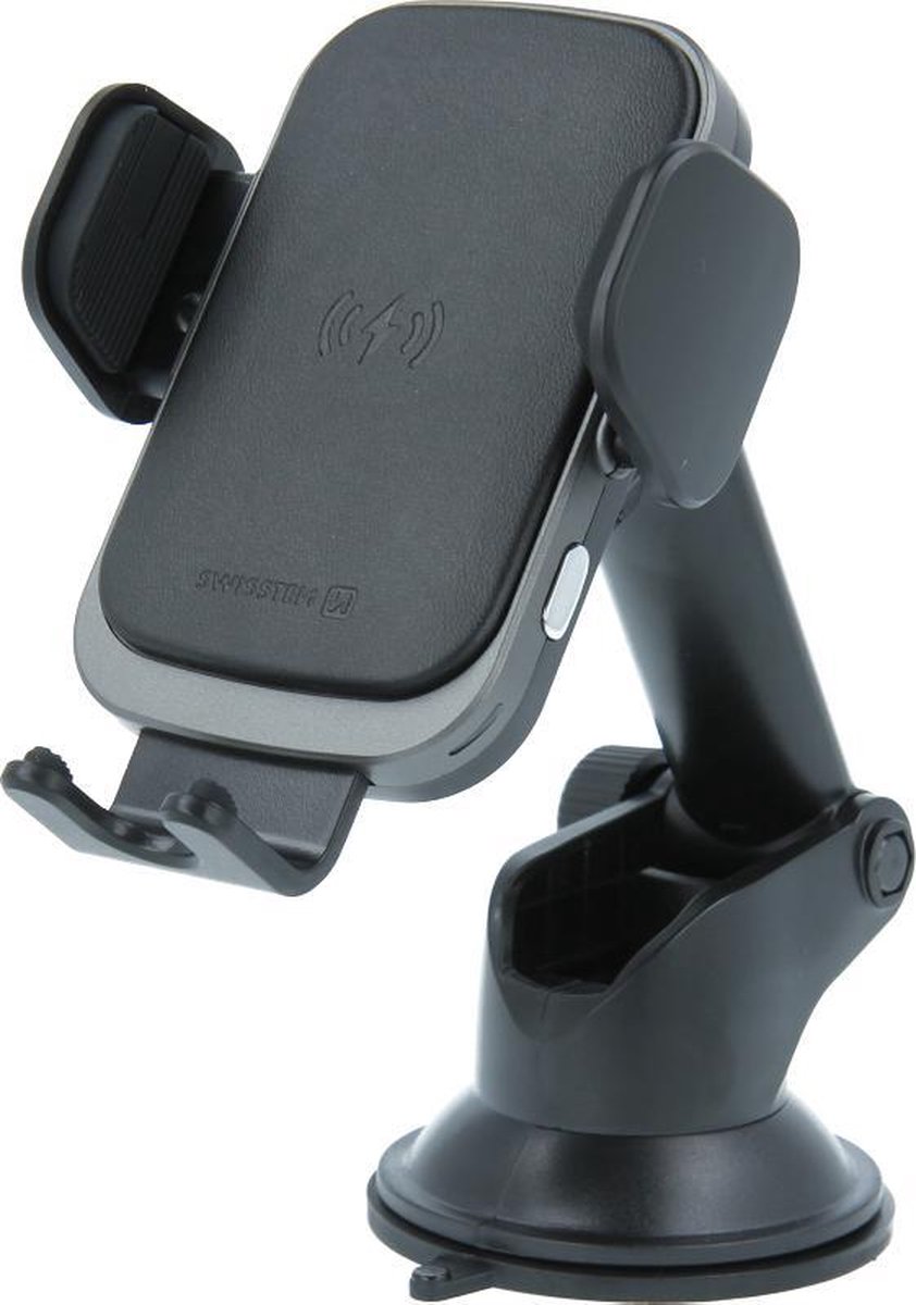Swissten Telefoonhouder Auto S-Grip Wireless W2-HK3 - Telescopische Arm Draadloze Oplader 15W - Zwart