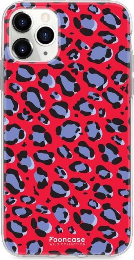 Fooncase Hoesje Geschikt voor iPhone 12 Pro - Shockproof Case - Back Cover / Soft Case - Luipaard / Leopard print / Rood
