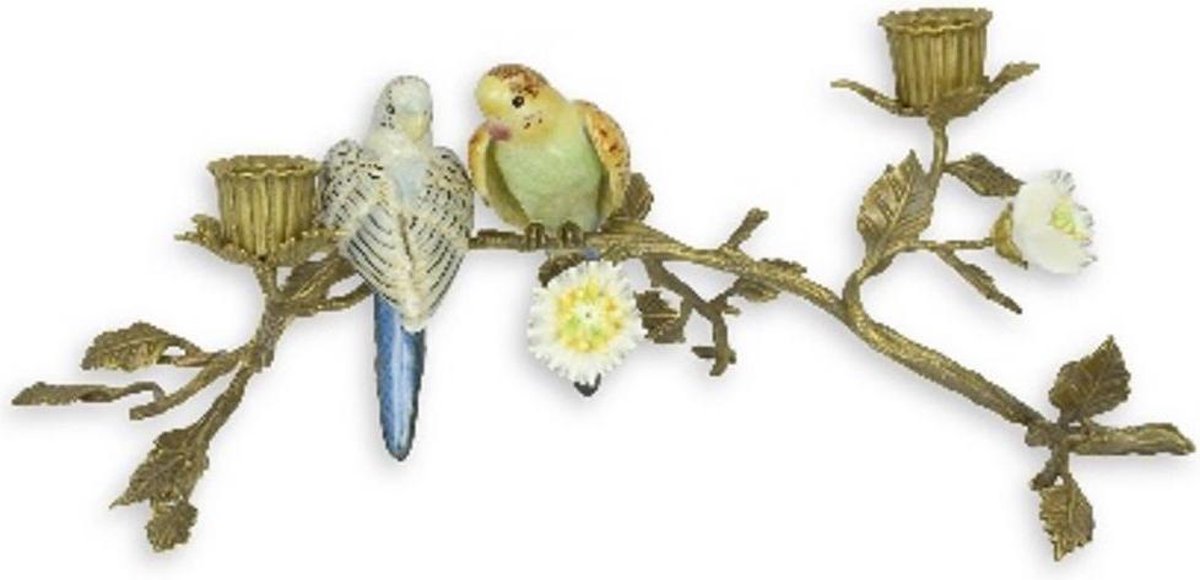 Koperen kandelaar met porseleinen vogeltjes - Kandelaar - Staand - 15,3 cm  hoog | bol.com
