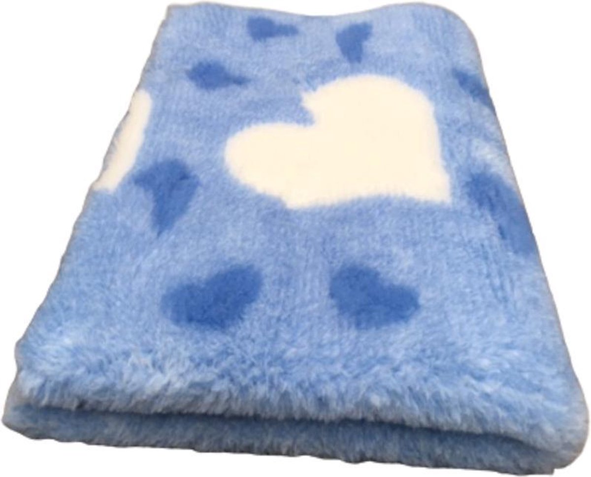 Vetbed - Dierendeken - Dierenmat - Hondendeken - Big Heart - Blauw - Latex Anti Slip 150 x 100 cm - Machinewasbaar