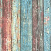 A.S. Création behangpapier houtlook meerkleurig, blauw, rood en bruin - AS-307231 - 53 cm x 10,05 m
