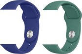 2 sport bandjes geschikt voor Apple Smartwatch 42/44 mm S/M – Marine Blauw & Dennennaald Groen – iWatch Series 1/2/3/4/5/6/SE - Horloge Band Straps geschikt voor Apple watch
