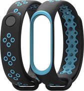 Siliconen Sport bandje - geschikt voor Xiaomi Mi Band 3 / 4 - Zwart/Blauw