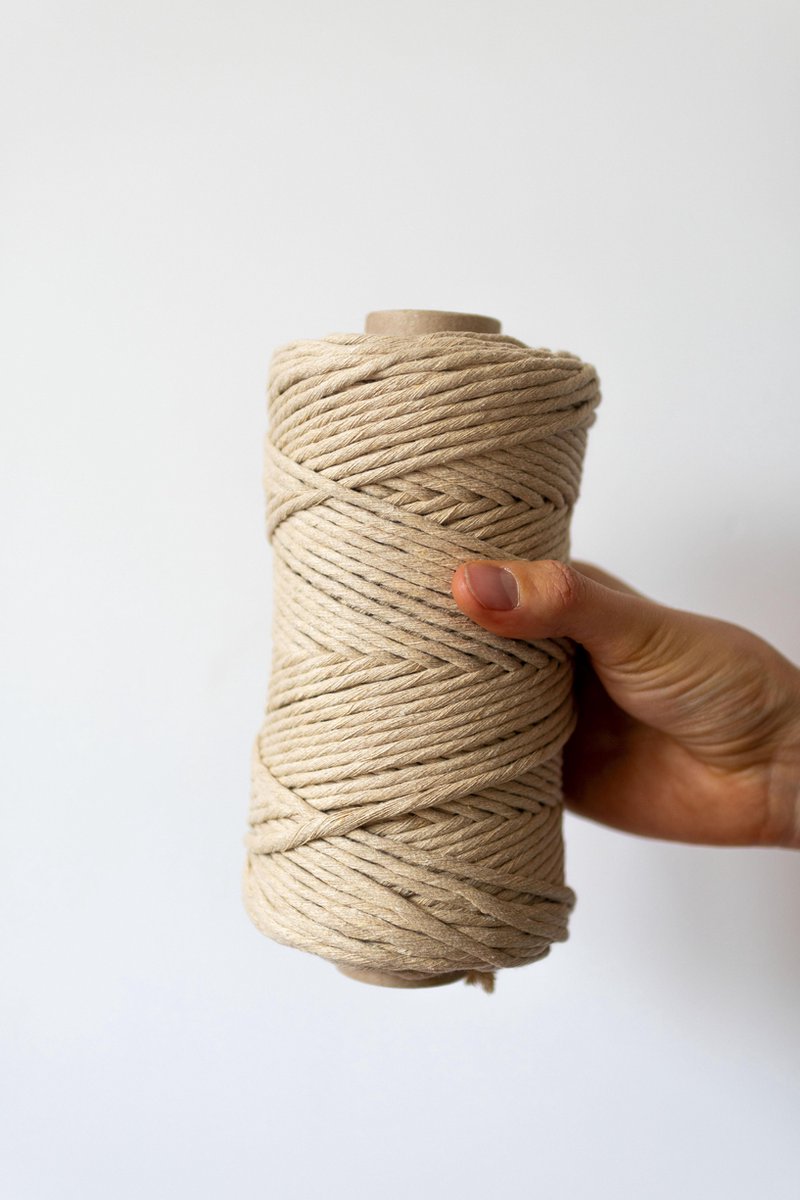 Macramé koord, 5 mm x 100 m, dik natuurlijk katoenen koord, doe