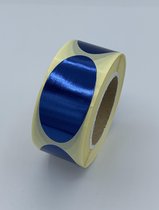 Blauwe Sluitsticker - 250 Stuks - ovaal 25x50mm - hoogglans - metallic - sluitzegel - sluitetiket - chique inpakken - cadeau - gift - trouwkaart - geboortekaart - kerst