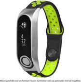 Zwart Groen Siliconen bandje geschikt voor TomTom Touch (Cardio) – Maat: zie maatfoto - horlogeband - polsband - strap