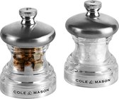 Cole & Mason Button Peper- en Zoutmolenset 6,5cm - Acryl - RVS - Traploos Instelbare Maalgrootte