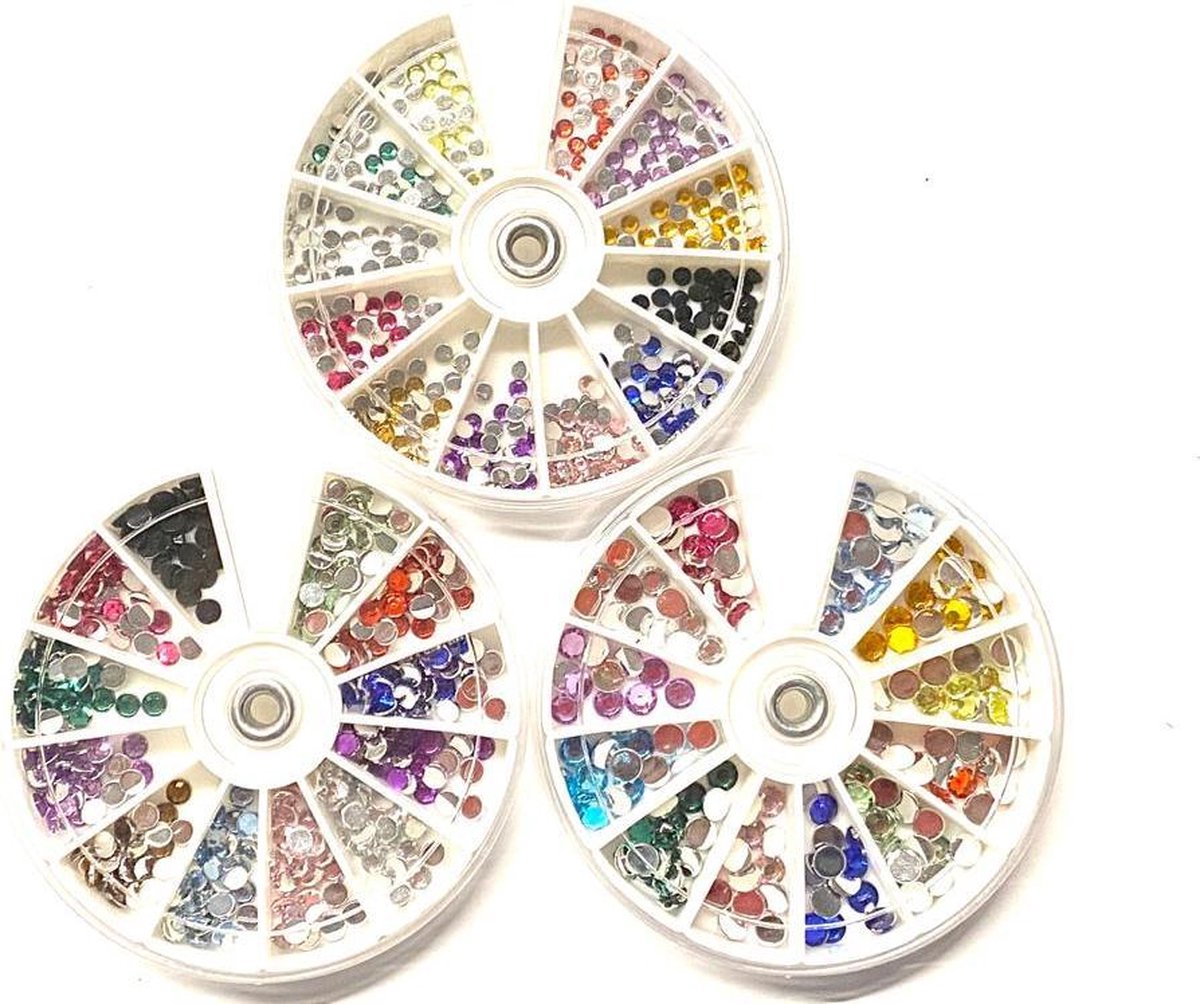 Rhinestones Diverse Kleuren - 3D Nail Art - Strass Steentjes - Nagel Decoratie - Set 3 x Carrousel op Prijzenvolger.com