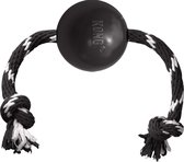 Kong extreme bal met touw zwart / wit 7,5x7,5x7,5 cm