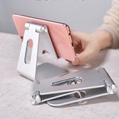 Zilver-Tablet Houder Opvouwbaar/Inklapbaar - Telefoon, iPhone & iPad Standaard voor Bureau of Tafel - Zilver