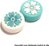 Thumb Grips | Thumb Sticks | Gaming Thumbsticks | Geschikt voor Nintendo Switch & Lite | 1 Set = 2 Thumbgrips | Bloemen | Blauw/Wit