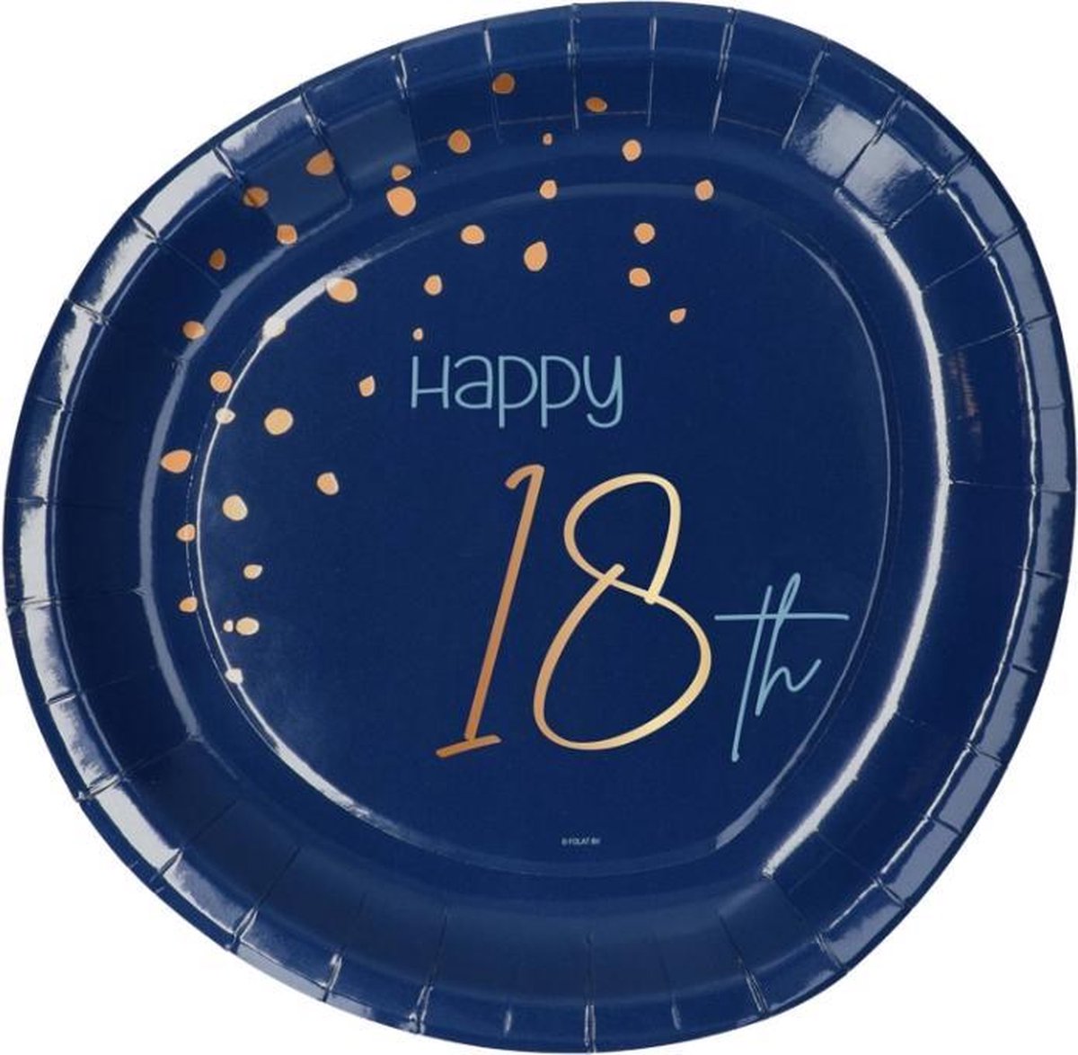Folat - Borden Elegant True Blue 18 Jaar 23 cm - 8 stuks