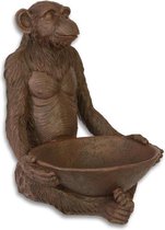 Beeld aap met fruitschaal - Resin kunsthars - 38 cm hoog