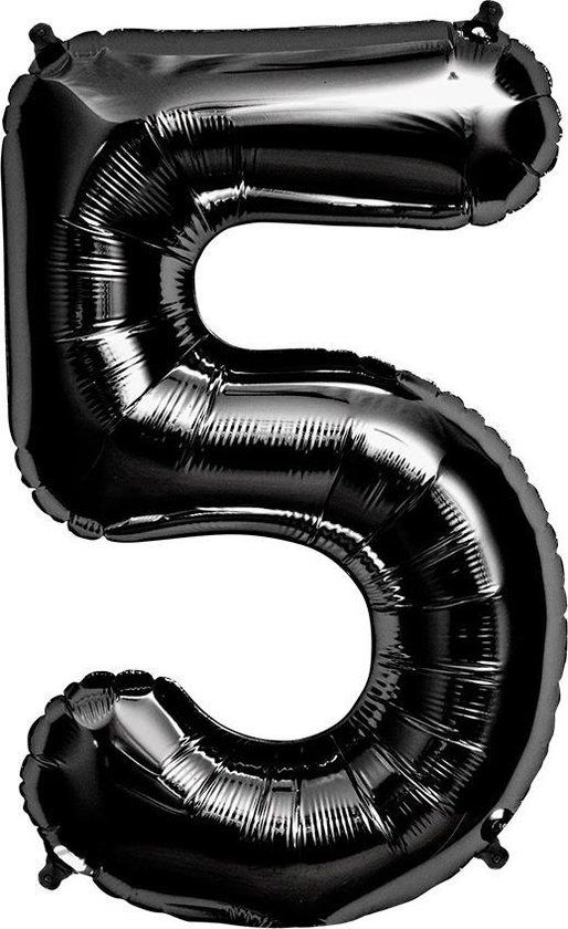 Helium ballon - Cijfer ballon - Nummer 5 - 5 jaar - Verjaardag - Zwart - Zwarte ballon -