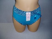 Dames slips 3 pack Fine women katoen met bamboe effen met panterprint turqoise XL