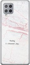 Samsung Galaxy A42 hoesje siliconen - Today I choose joy - Soft Case Telefoonhoesje - Tekst - Grijs