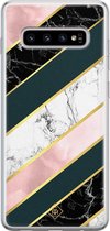 Samsung S10 hoesje siliconen - Marmer strepen | Samsung Galaxy S10 case | multi | TPU backcover transparant