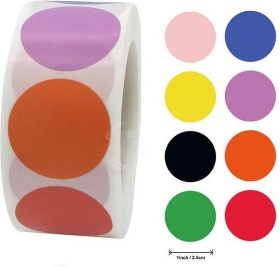 Prijsstickers - etiketten 8-kleuren - 500 stickers 2,5 cm | bol.com