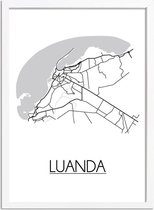 Luanda Angola Plattegrond poster A3 + Fotolijst Wit (29,7x42cm) - DesignClaud