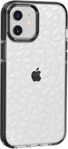 iPhone 12 Hoesje – Diamant – Zwart - Black – Schokbestendig – Transparant – Silicone – Dun – Cover – Backcover - Clear - Geschikt voor Apple – Case – Shockproof - Bescherming – Smartphone – T