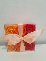 Zeep bloemen - Oranje rozen set van 9