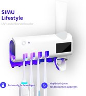 SIMU Lifestyle UV Tandenborstelhouder - Hygiënische houder - Bacteriedodend - Zonne-energie & usb oplaadbaar - Zelfklevend