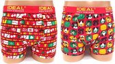 Kerst boxershort 2-pack heren ondergoed mannen boxershort onderbroek rood maat L/XL