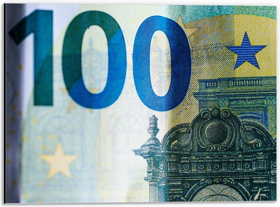 Dibond - 100 euro Briefje - 40x30cm Foto op Aluminium (Met Ophangsysteem)