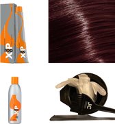 XP100 haarverf pakket kleur 5.20  Lichtbruin & Violet & Natuur (1x 100ML) met 9% waterstof ( 1x 250ML) incl verfbakje, kwast, maatbeker, puntkam en handschoenen