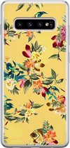 Samsung S10 hoesje siliconen - Floral days | Samsung Galaxy S10 case | geel | TPU backcover transparant