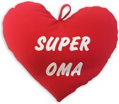 Sierkussen - Hart Met Tekst "super Oma" - Rood - 15 Cm X 30 Cm