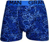 Heren boxershorts katoen met bamboe 3 pack Grandman print blauw XL