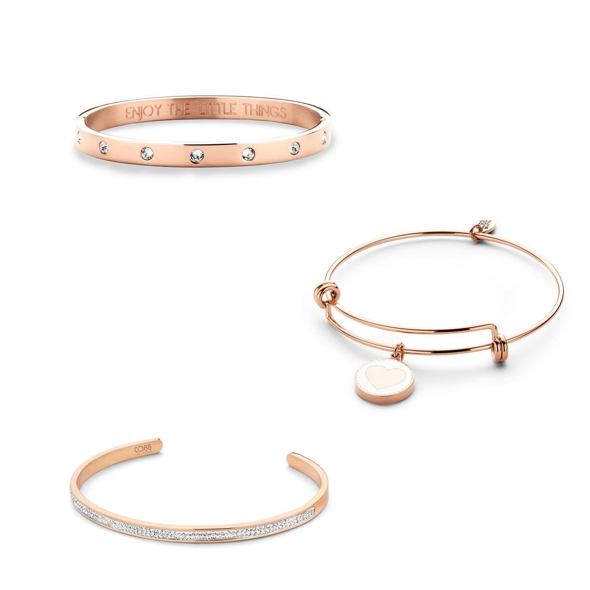 CO88 Collection Gift Set 8CO SET017 Sieraden Geschenkset - Armbanden Set 3 Stuks - Staal - Rosékleurig