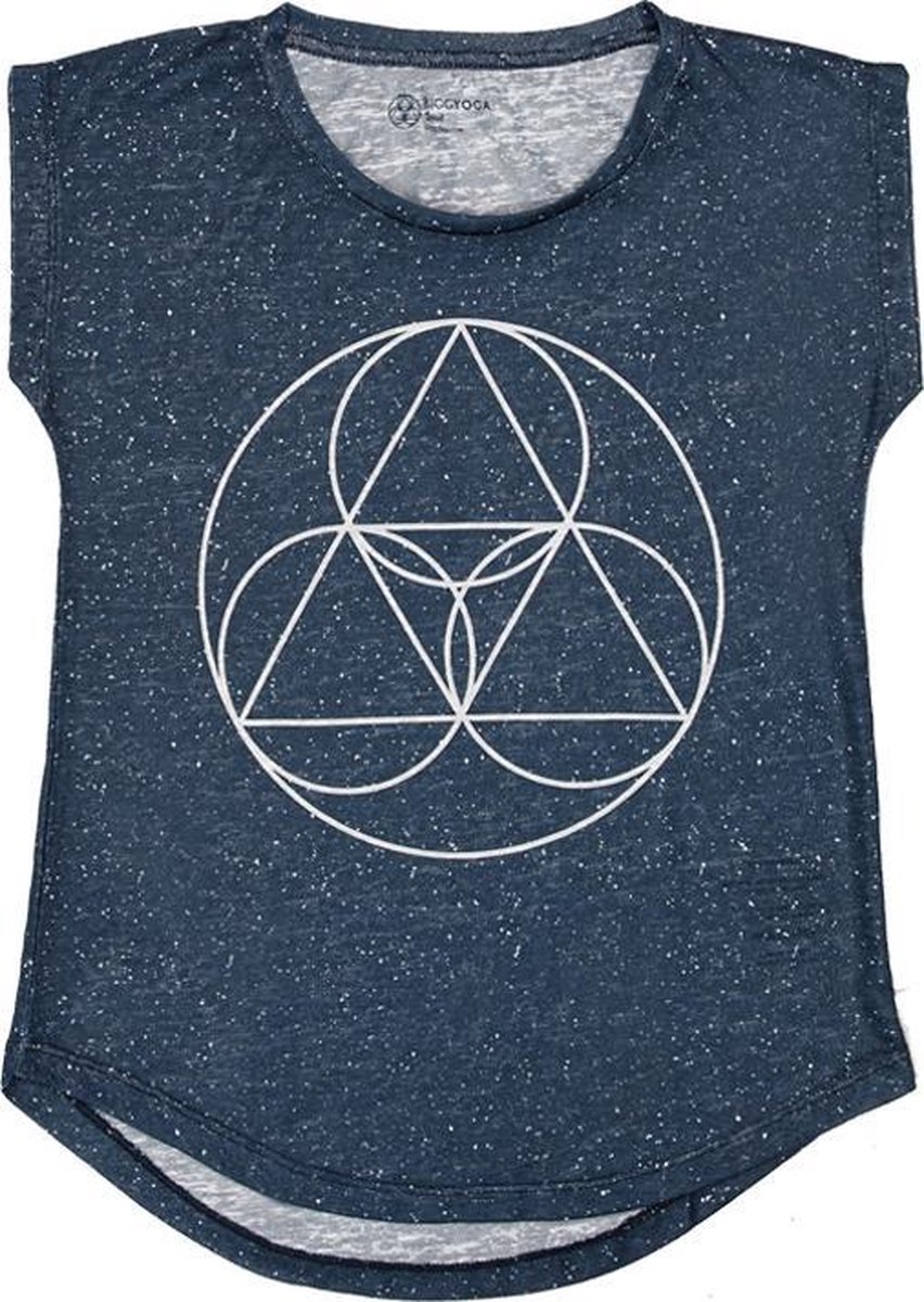 BiggYoga-Namaste-Shirt-Zwart met geometrisch opdruk-Zacht katoen- S