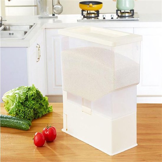 ARSBORUI Rijstopbergdoos, 5 kg rijstopbergdoos met deksel, luchtdicht, vocht, rijstcontainer, rijstdoos, granenopbergcontainer, keuken, voorraaddozen voor rijst, meel, noten (wit groen