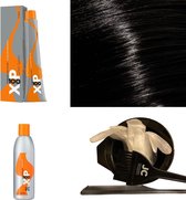 XP100 haarverf pakket kleur 3.0  Donkerbruin (1x 100ML) met 9% waterstof ( 1x 250ML) incl verfbakje, kwast, maatbeker, puntkam en handschoenen