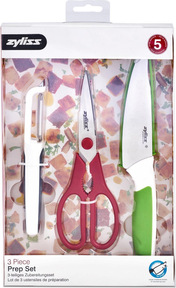 Zyliss  3-delige Messenset - 13cm Keukenmes - Dunschiller - Keukenschaar