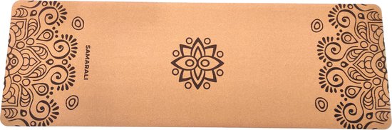 Tapis de Yoga Antidérapant Liège-Caoutchouc naturel MANDALA 183x66x0,5cm +  Sangle de transport Coton - Tapis Yoga - Yoga