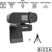 Webcam haut de gamme BIZZA - Caméra 4K - Édition Business - Ultra HD - Avec trépied et cache webcam