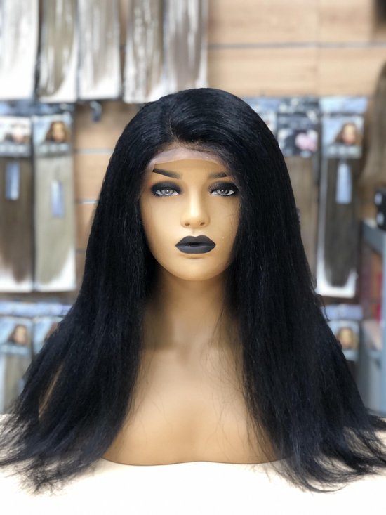 marmeren gelei dichtheid Pruiken dames - echt haar/ Full Lace Wig _100% Human Hair_ Kinky Straight,  18inch | bol.com