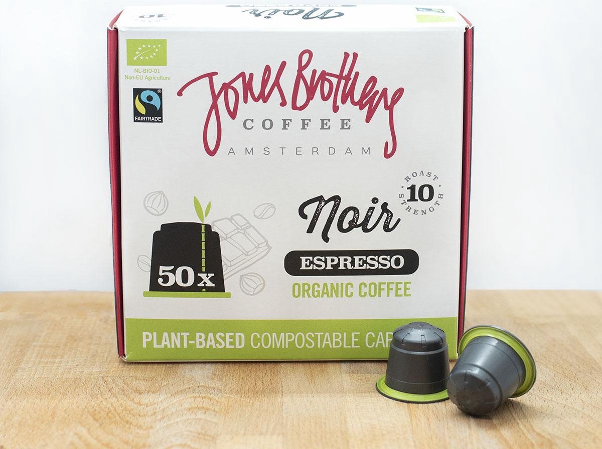 Nespresso cups van Jones Brothers Coffee composteerbare koffie cups / capsules - Espresso Noir - 50 cups