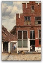 Schilderij Het straatje - Johannes Vermeer - Rijksmuseum - Dibond -  woonkamer - 80 x 120 cm