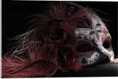 Acrylglas - Rood met Zilveren Masker - 60x40cm Foto op Acrylglas (Wanddecoratie op Acrylglas)