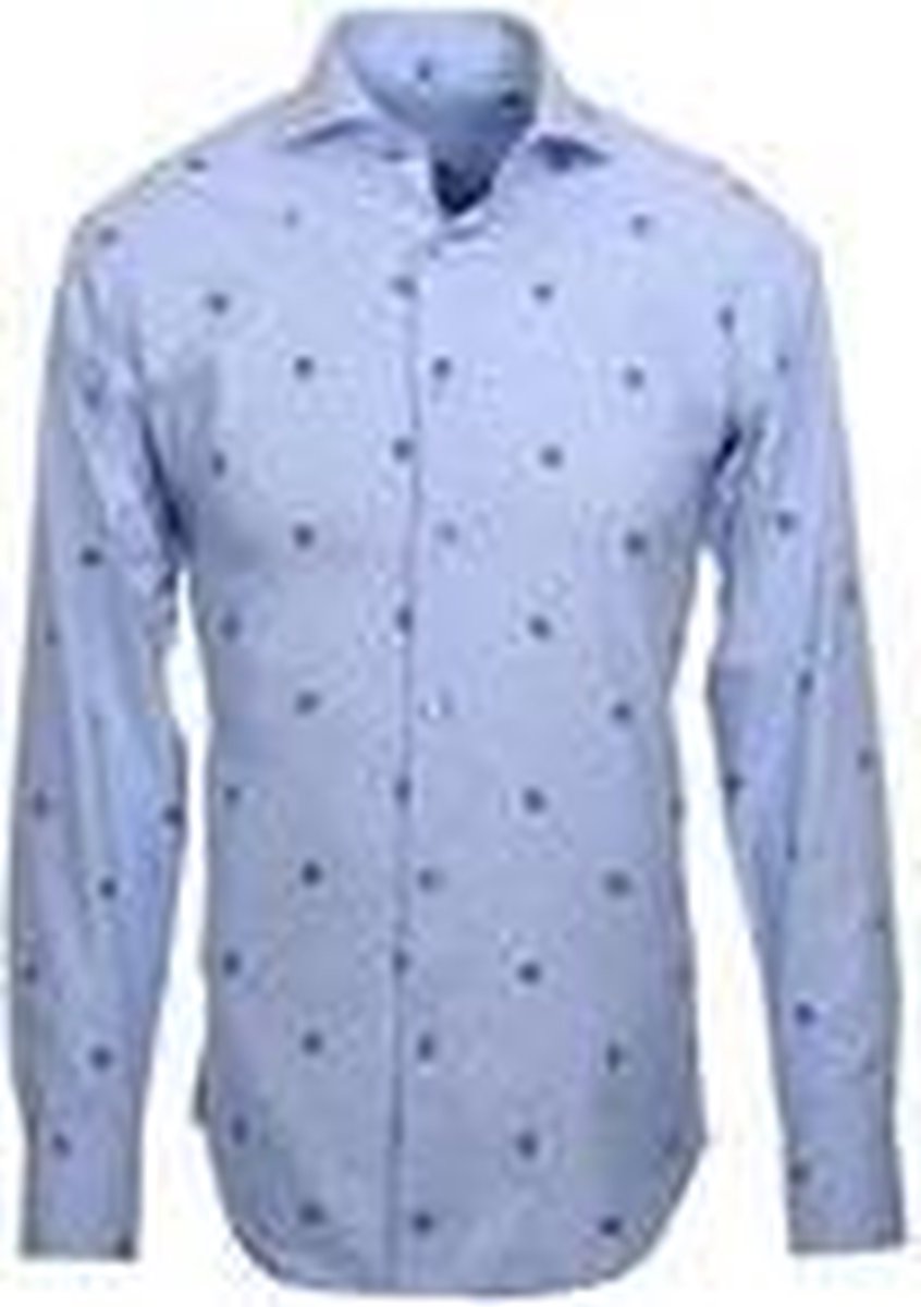 Hawaii Overhemd Blauw Oxford Twill - Heren overhem - slim fit -38